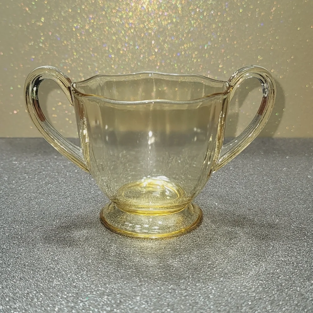 Vintage Fostoria Fairfax Yellow Depression Glass Sugar Bowl
